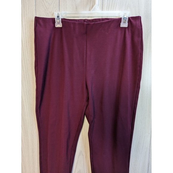 CHICOS DESIGN Womens Pants 2 Large Maroon Pull On Slim Leg Career Casual - Picture 2 of 8
